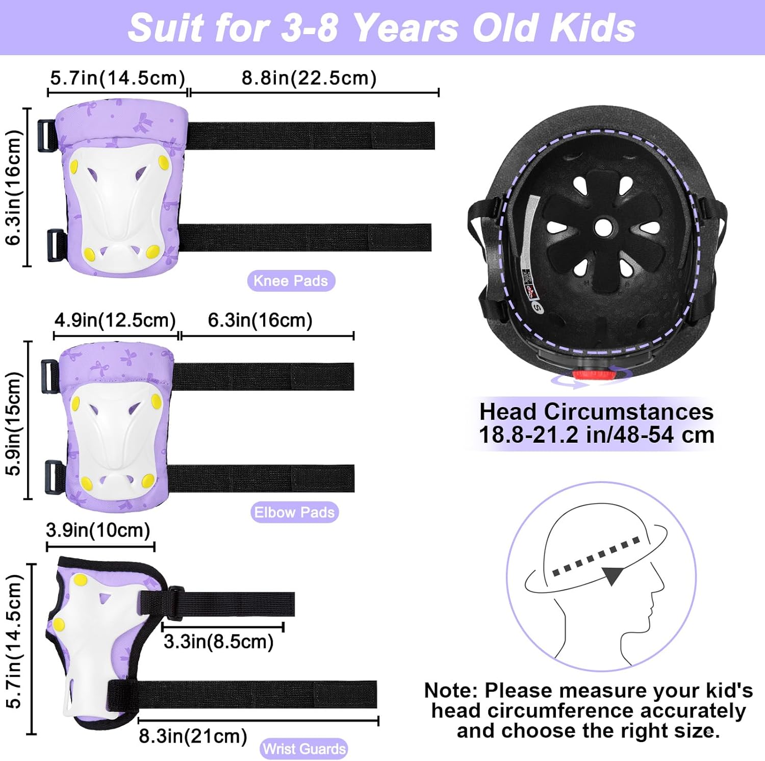 Kids Helmet, Toddler Bike Helmet with DIY Stickers Unicorn Knee Pads and Elbow Pads Set Adjustable Protective Gear Set for Girls Age 3-5-8 Years fit Roller Skates, Bicycle, Skateboarding, Scooter