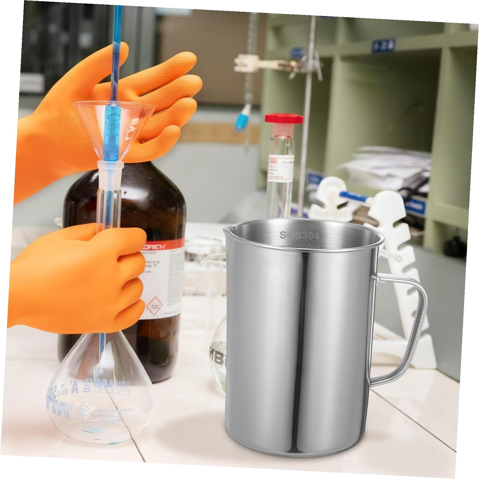 ULTECHNOVO 2piezas Vaso Medidor De Acero Inoxidable De Escala Graduada Para Laboratorio y Cocina Para Medir Líquidos y Sólidos Diseño Resistente y Fácil De Leer
