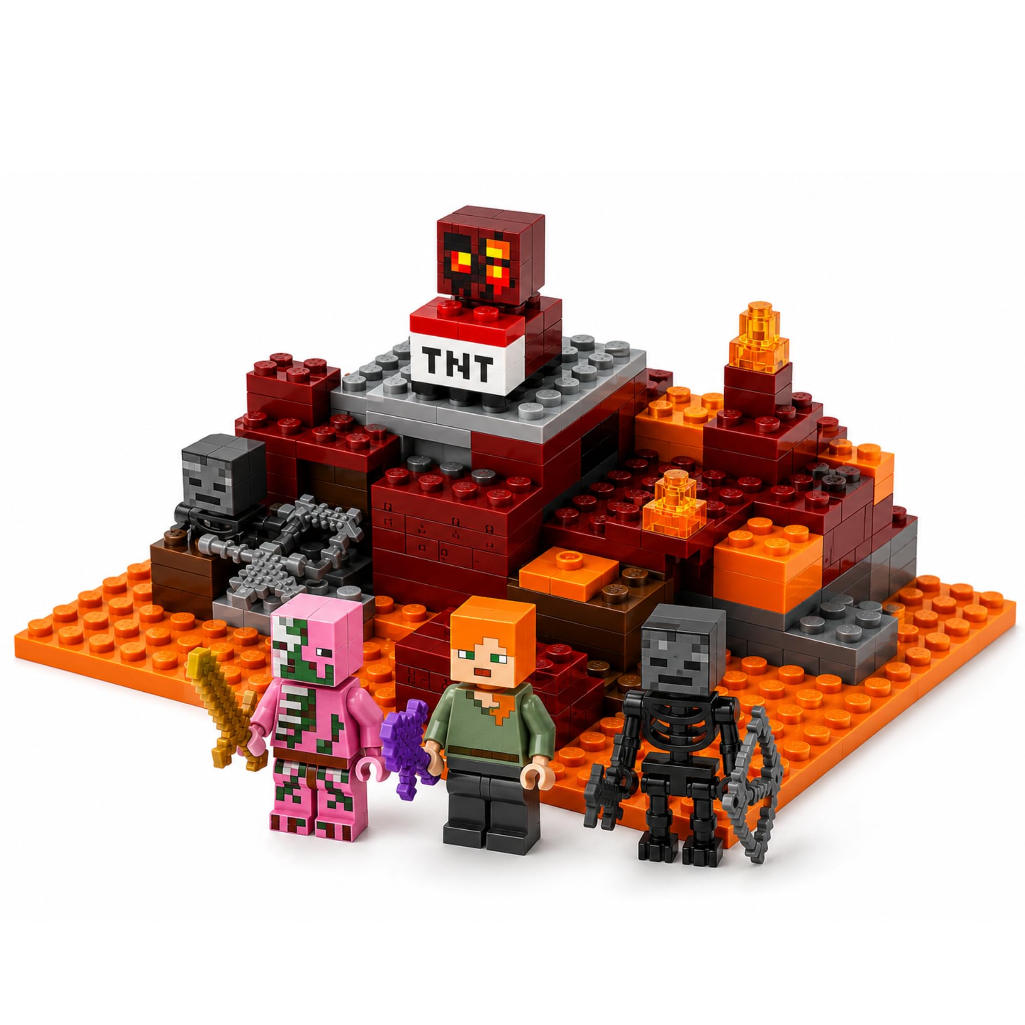 Yashoni Building Blocks Toy Set for Kids | DIY STEM Construction Bricks with Mini Figures, Creative Models & Educational Play Set| Mine Craft Game (96, The Nether Fight)-image-33