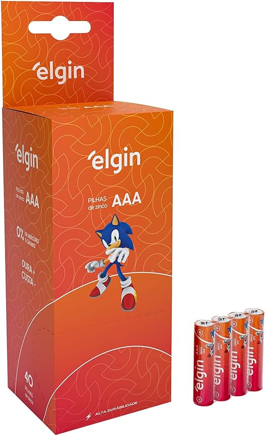 Caixa de Pilha AAA com 40 unidades Elgin Palito - Tubo, Zinco Menor preço em Caixa de Pilha AAA com 40 unidades Elgin Palito - Tubo, Zinco