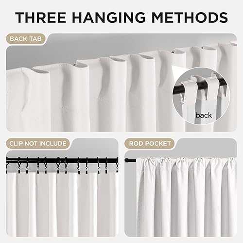 Miniatura 5 de Joydeco Cortinas opacas blancas de 84 pulgadas de largo, juego de 2 paneles de cortinas opacas 100% de lino, bolsillo para barra y pestañas