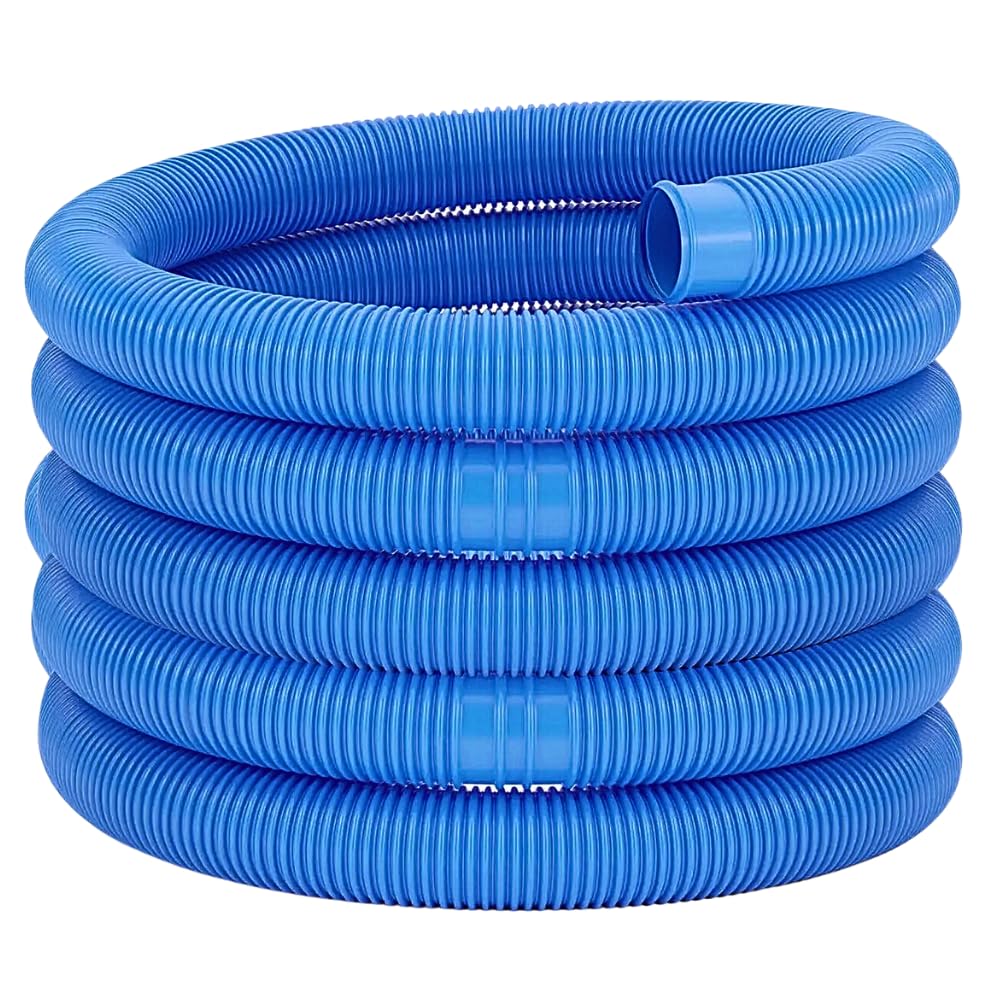 acquaverde | Tubo per Piscina con Manicotti, Galleggiante, Flessibile e Sezionabile, Ideale per Pulizia, Aspirazione, Skimmer e Pompe Filtranti - Blu (12 metri, ø 38 mm)