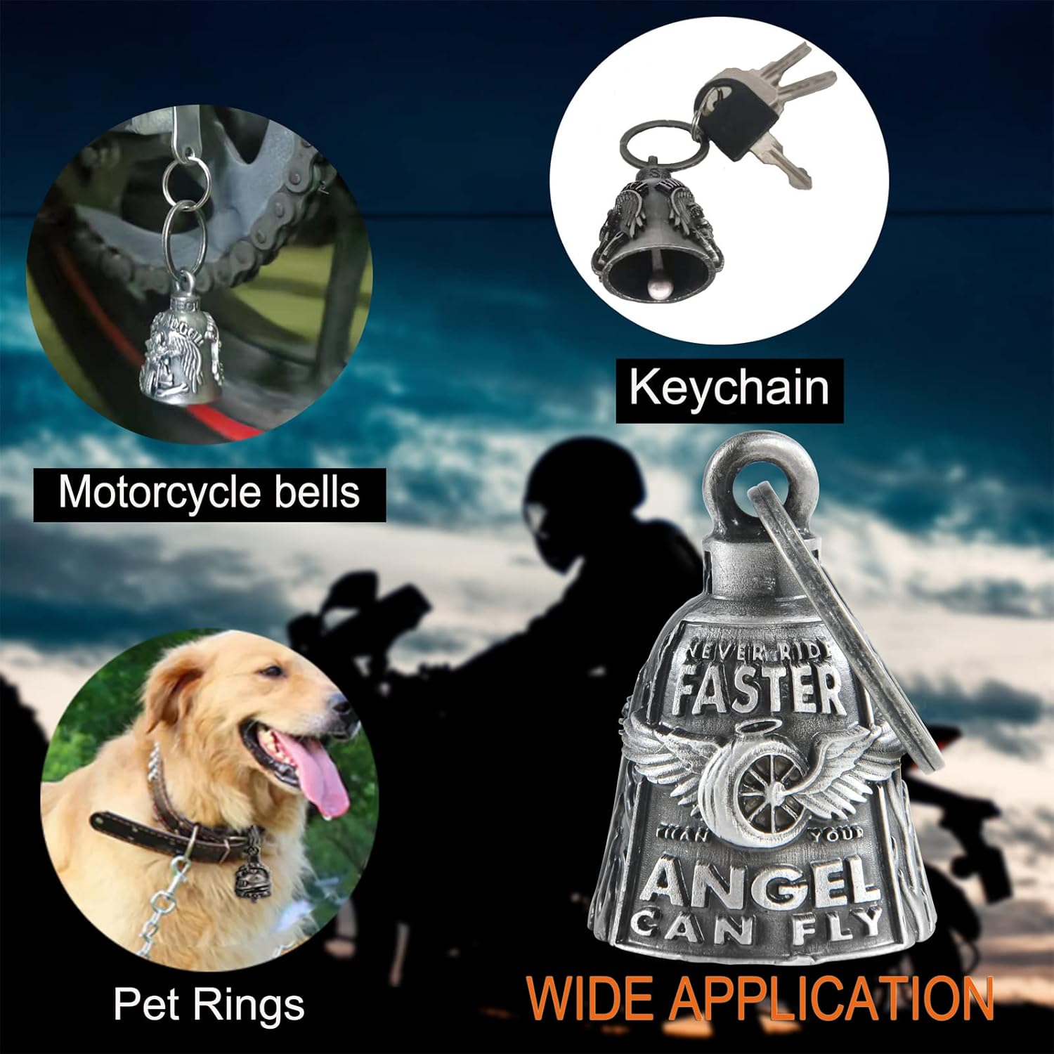 Dream Apparel Motorcycle Bells for Bikers Guardian Angel Gremlin Motorcycle Bells for Motorcycle Rider Key Chain for Luck - Image 9