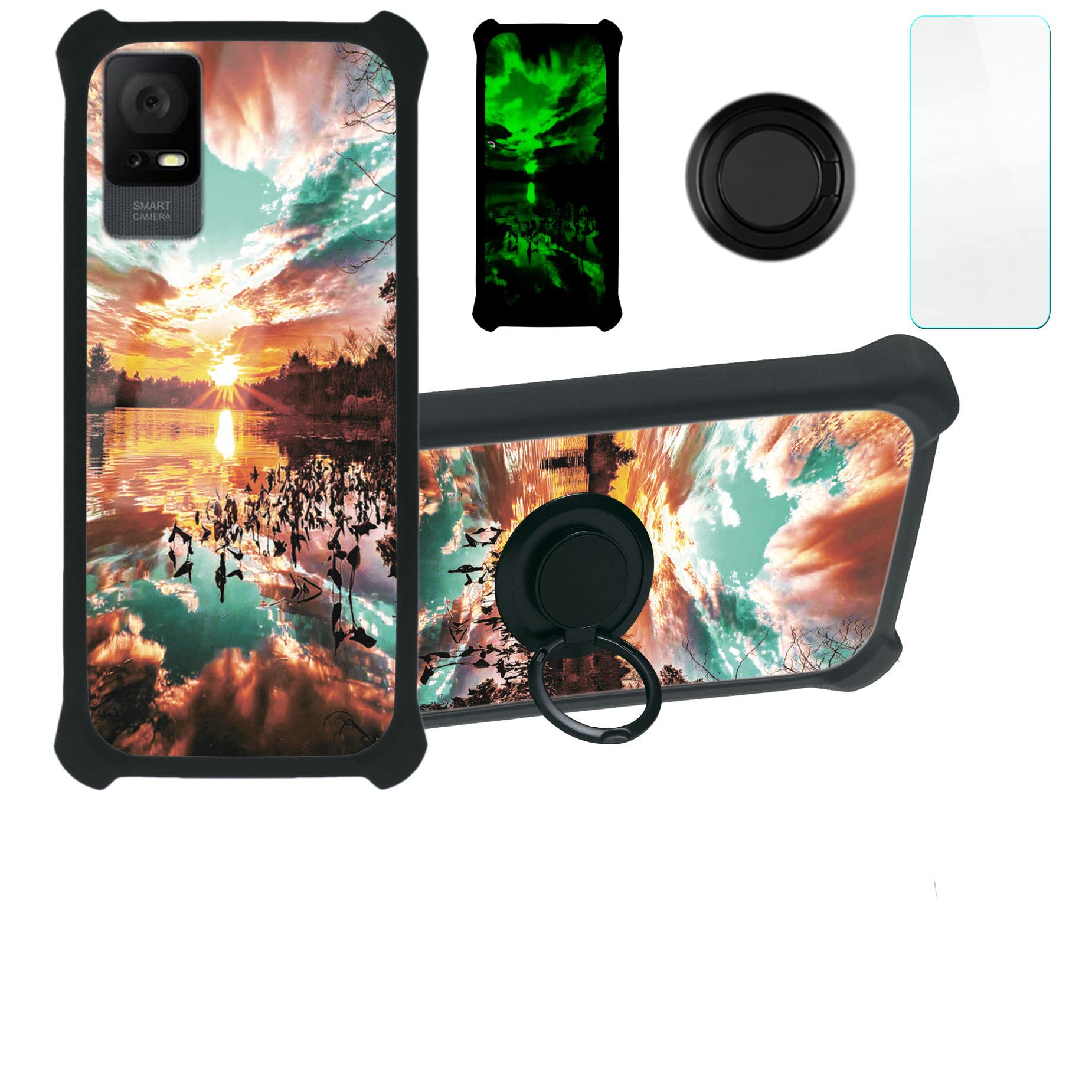 Custodia In PU Premium Per TCL 405 Con Supporto E Porta Carte – Cover Pelle Con Anello In Silicone – CPT57