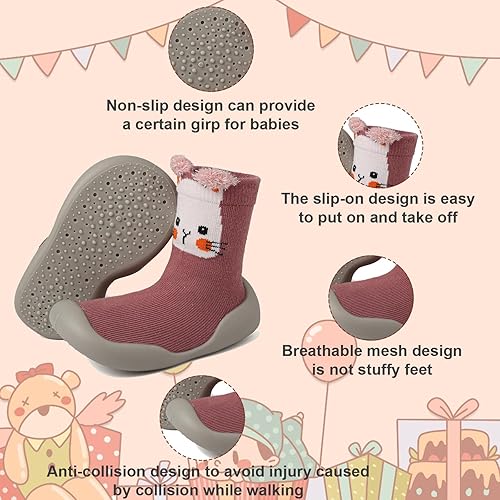 Miniatura 3 de Zapatos de calcetín para bebé, suela de goma suave, antideslizante, para interiores, para bebés, niños y niñas, zapatos de entrenamiento para