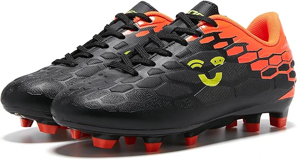 LEOCI Soccer Shoes for Boys Pink Soccer Cleats Breathable Athletic Toddler Black Football Boots for Outdoor Indoor Soccer Shoes for Girls AG/FG