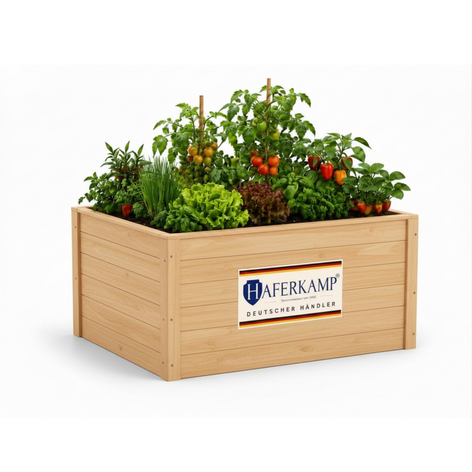 Hochbeet Harz Holz & Schutzfolie für Garten 130x65x84cm Natur | Gemüsebeet Außenbereich zum Bepflanzen von Gemüse & Kräutern stabil pflegeleicht langlebig rechteckig