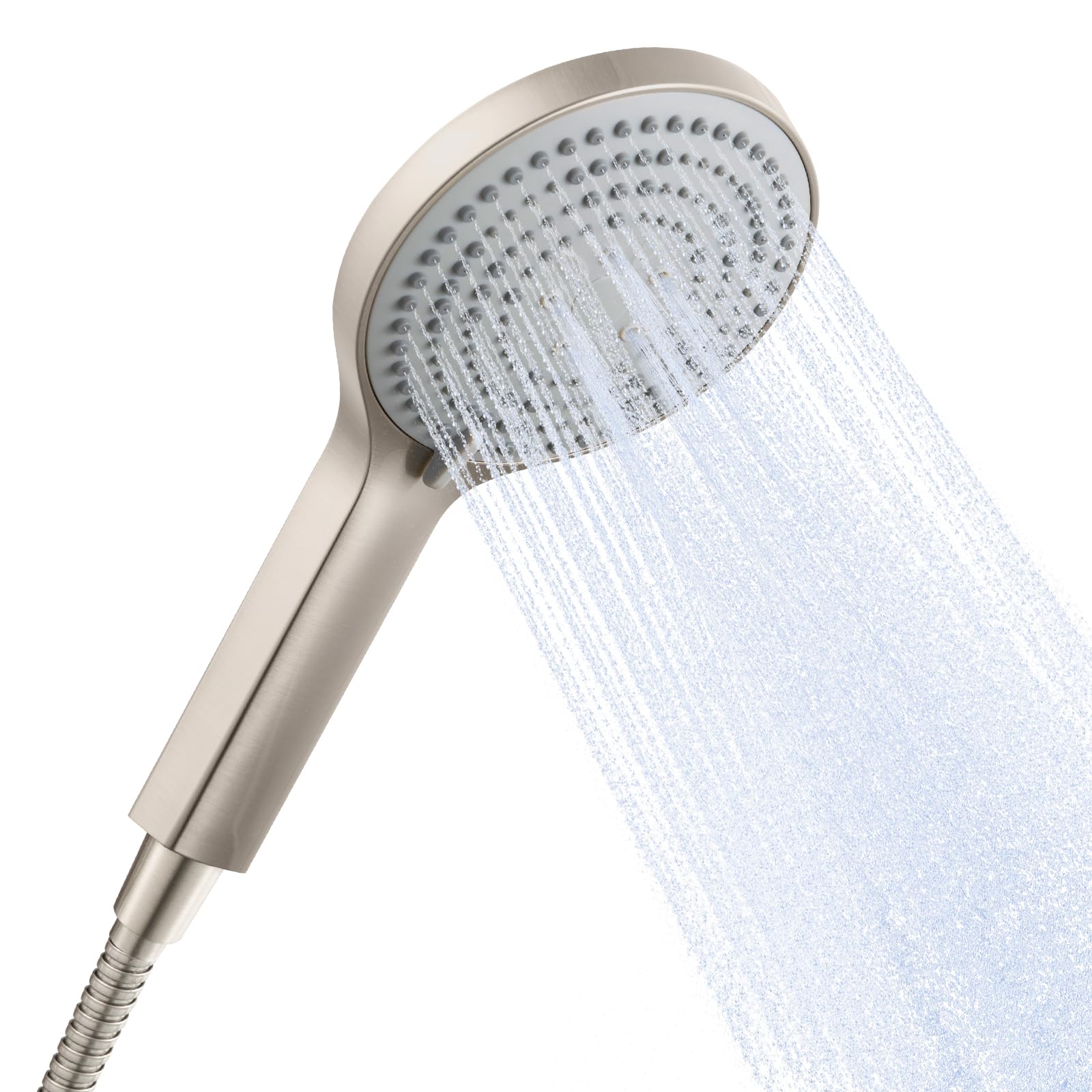 OFFO Handheld Shower Head Set, 6-Mode HiPress w/1.5m Hose, Brushed Nickel