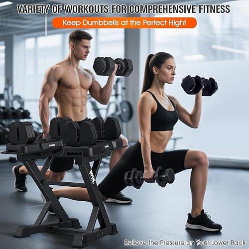 Miniatura 5 de Soporte ajustable para mancuernas resistente, soporte de almacenamiento de mancuernas para gimnasio en casa