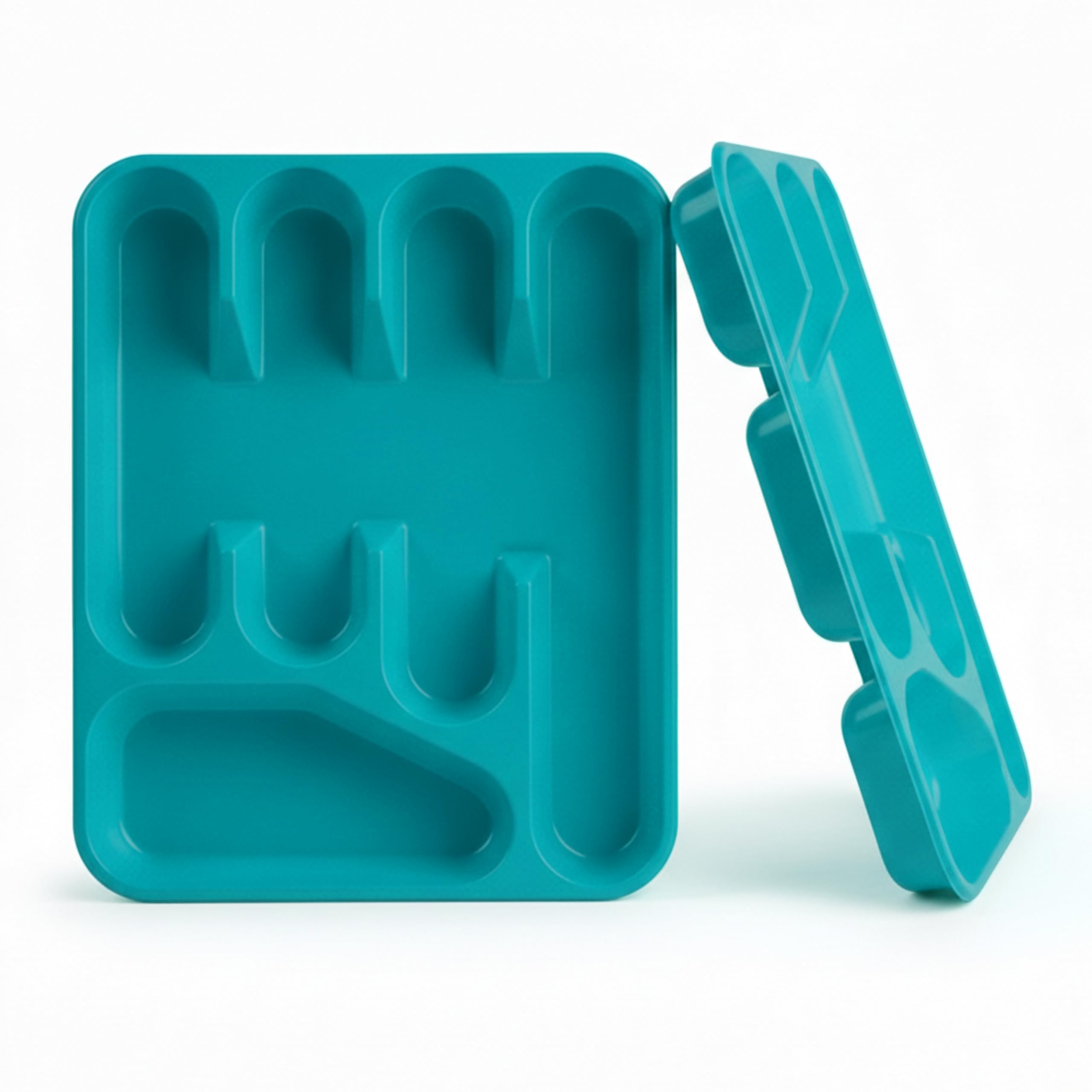 Ketayle Basic Tier Cutlery Tray Turquoise - BPA-Free Plastic, Food Safe, Non-Slip Base, Perfect for Drawer Organization, Dimensions 27x33.5x4.5 cm, Durable and Easy to Clean