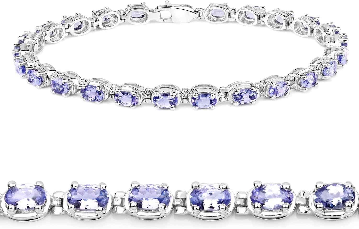 Tanzanite Bracelet, Natural Tanzanite Oval Tennis Bracelet in .925 Sterling Silver, December Birthstone Bracelet, Gifts for Her