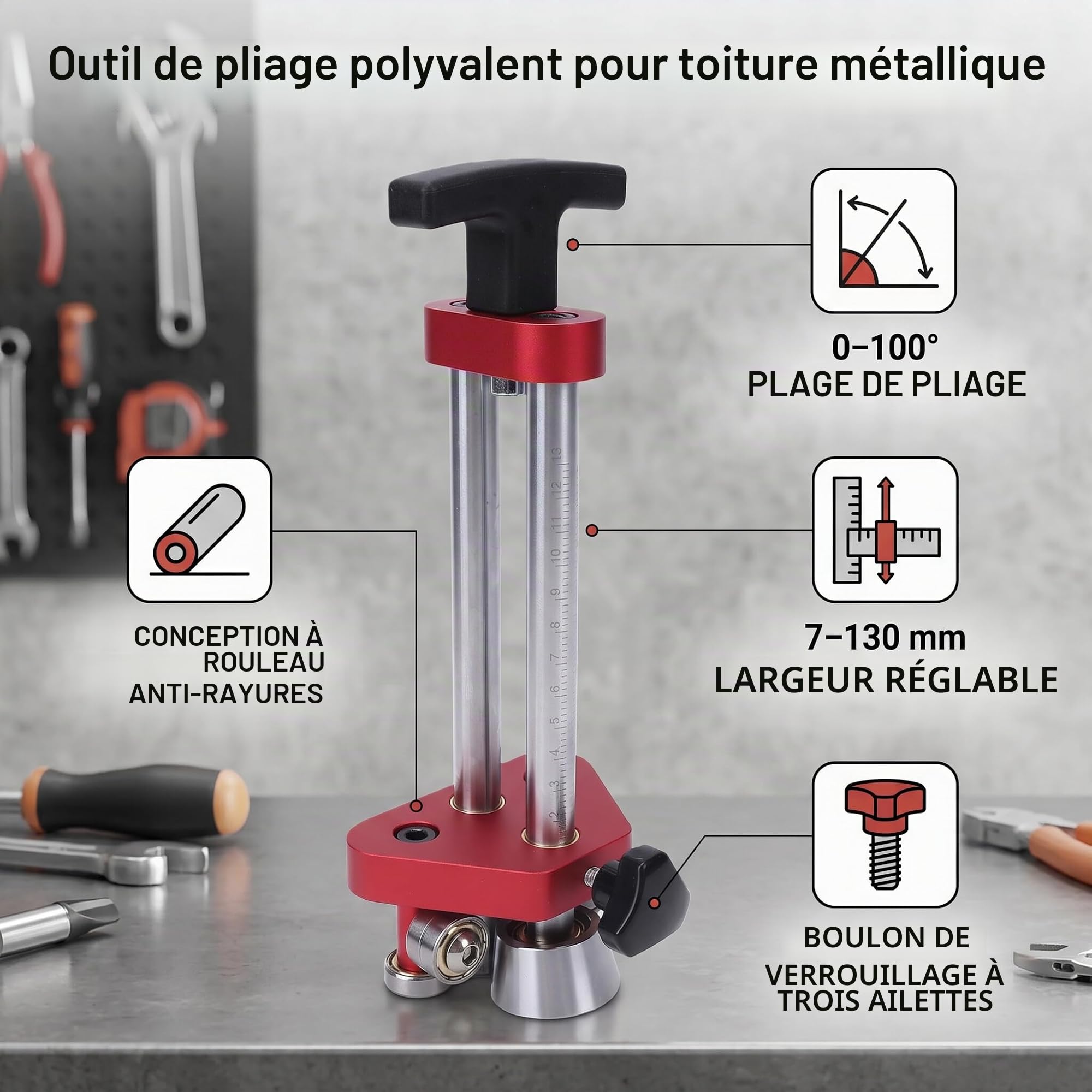Outil de pliage réglable pour tôle acier haute teneur, 1 pièce