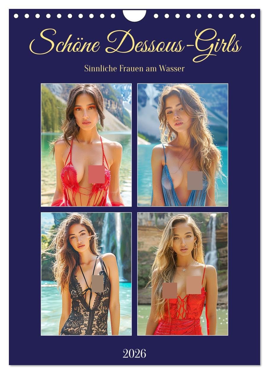 Beautiful lingerie girls. Sensual women by the water UK-Version (Wall Calendar 2026 DIN A4 Portrait), CALVENDO 12 Month Wall Calendar — image 1