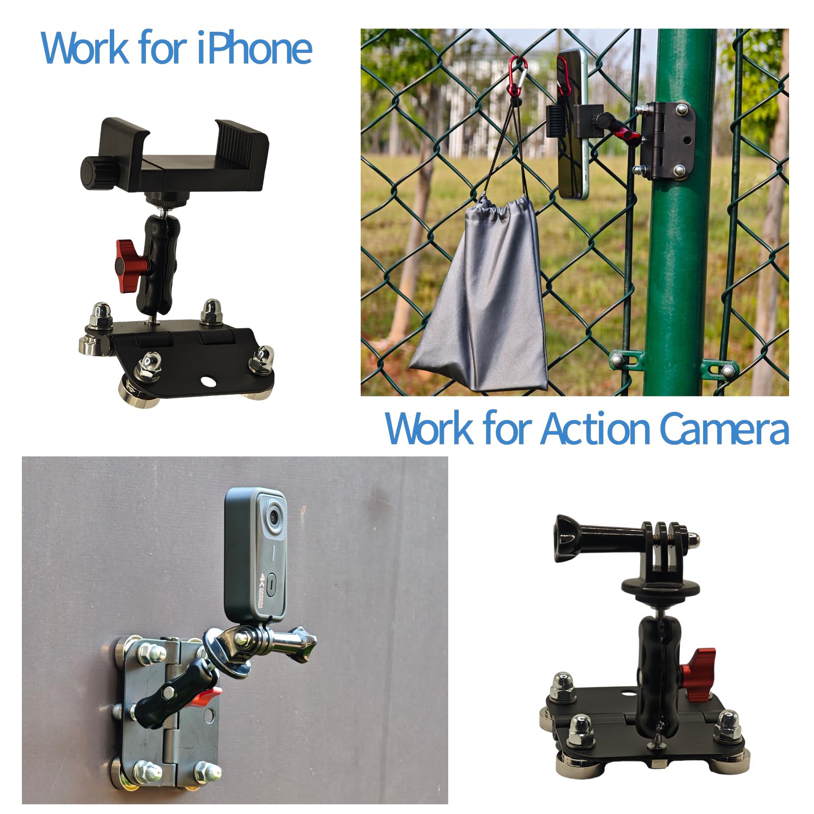 Camera Fence Mount For Mevo Start/GoPro / Insta360 /AKASO/Digital Action Camera,Fence Holder Game Changer Mounting Kit For Recording Basketball/Football/Softball/Baseball/Tennis Sport Game - View #7