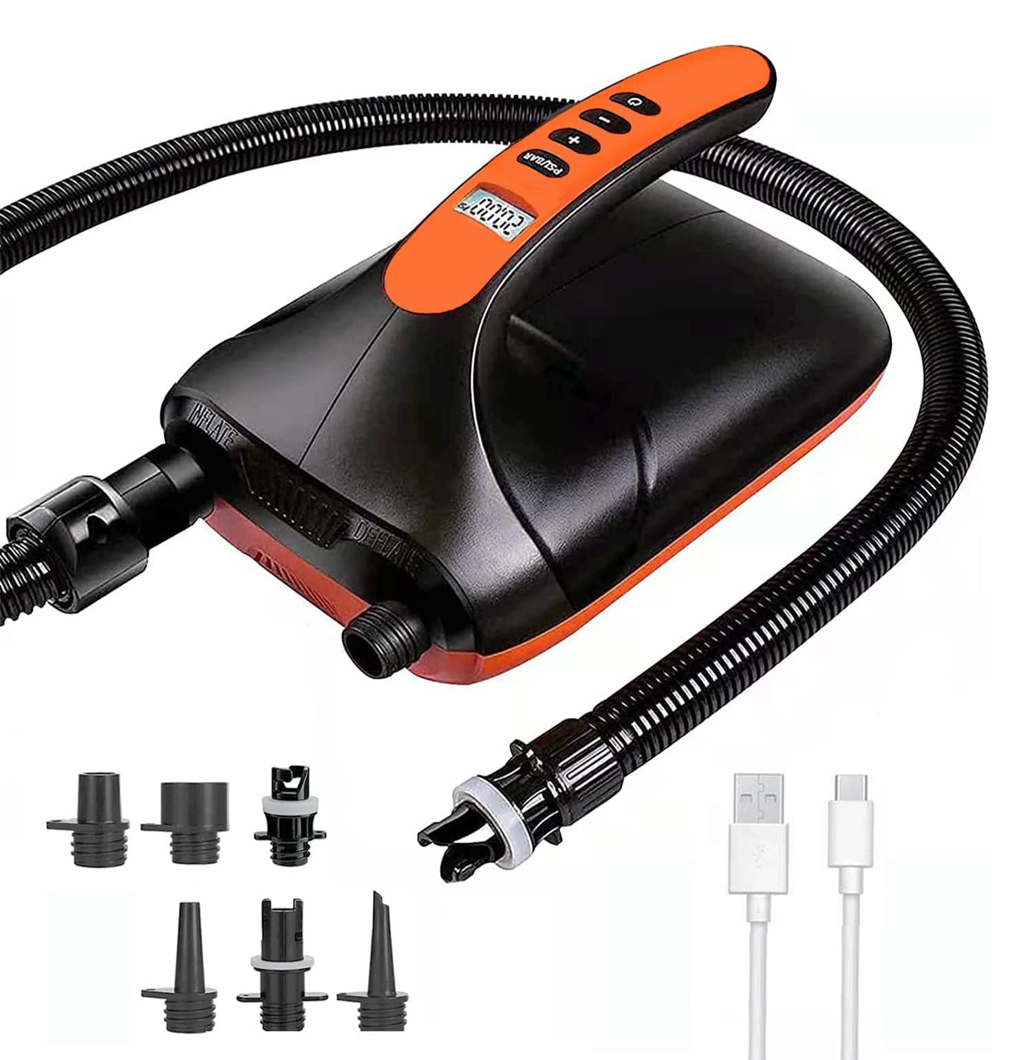 Sup Electric Pump,20psi Rechargeable Paddle Board Pump 6000 mAh, Dual Stage Inflation And Deflation,Auto Off Air Pump for Paddleboard,Kite,Tent,Mattress