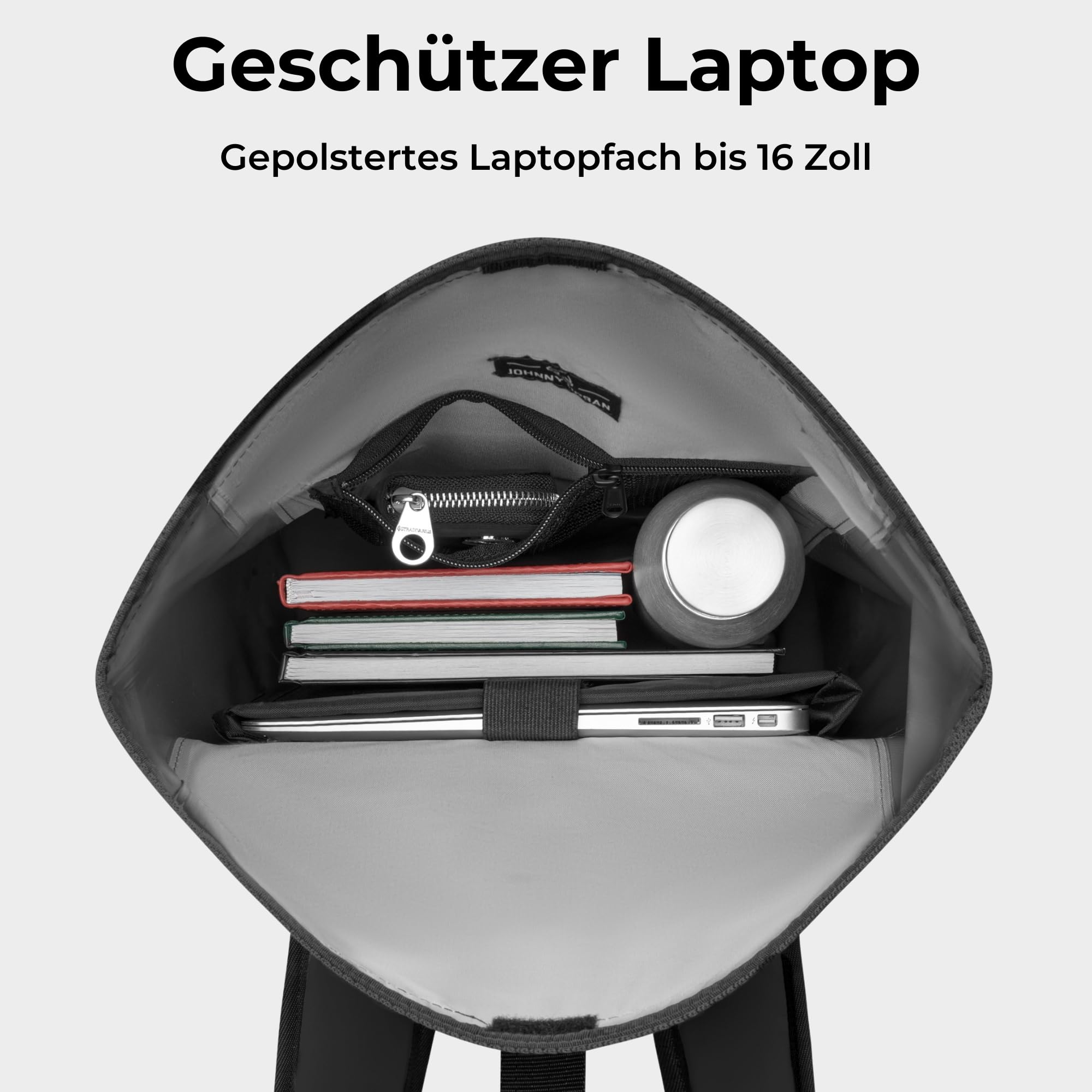 Johnny Urban Rucksack Wasserdicht Damen & Herren - Conor - Wasserdichter Rolltop Fahrradrucksack - Wasserfester Roll Top Backpack für Uni Fahrrad Büro - Mit Laptop Fach