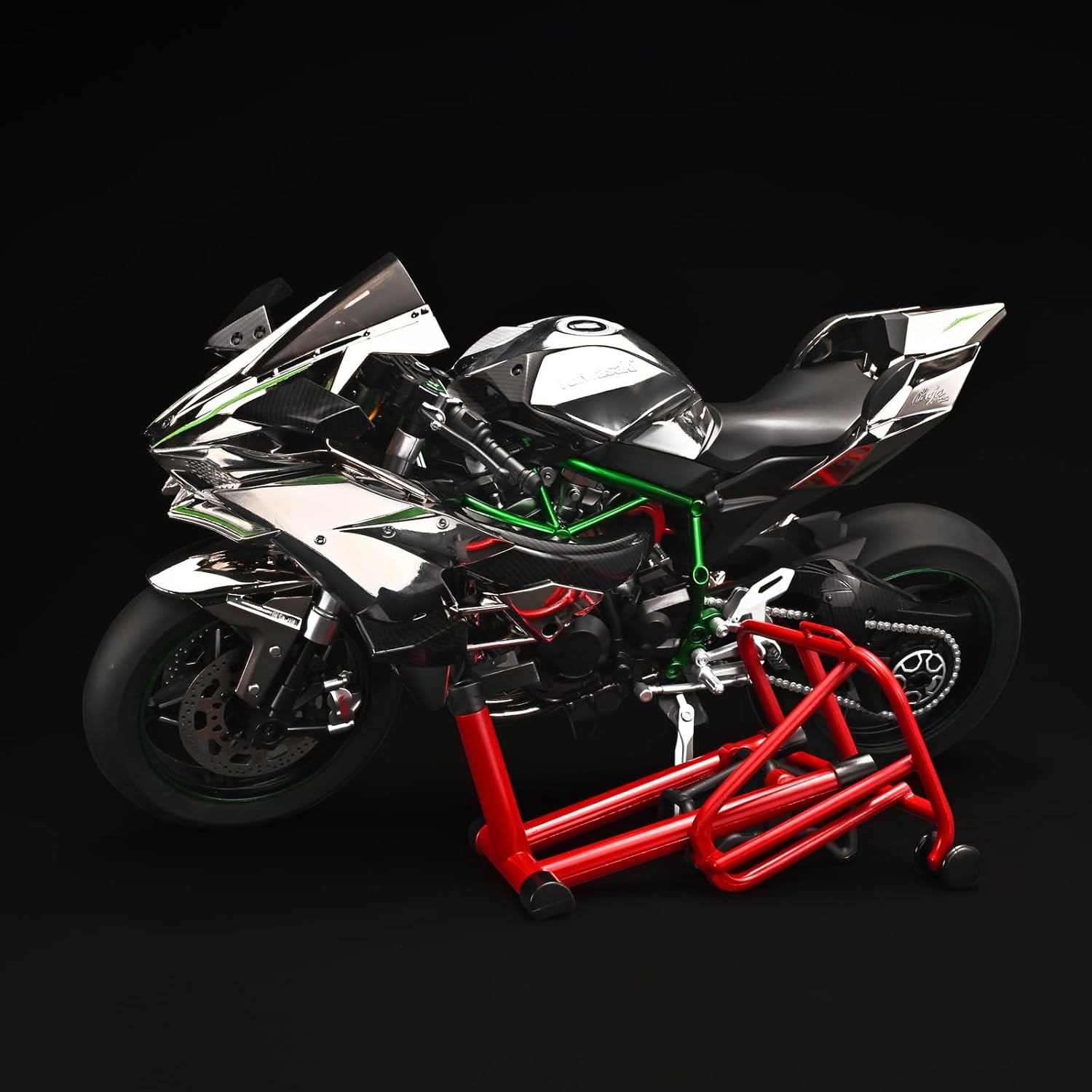 RZAPE Die Cast Motorcycle 1:6 Scale for Kawasaki H2R Motorcycle Alloy Racing Motorcycles Model Power Kawasaki Ninja H2R Toy Motorcycles Collection H2R Kawasaki Model Motorcycles（Silver）