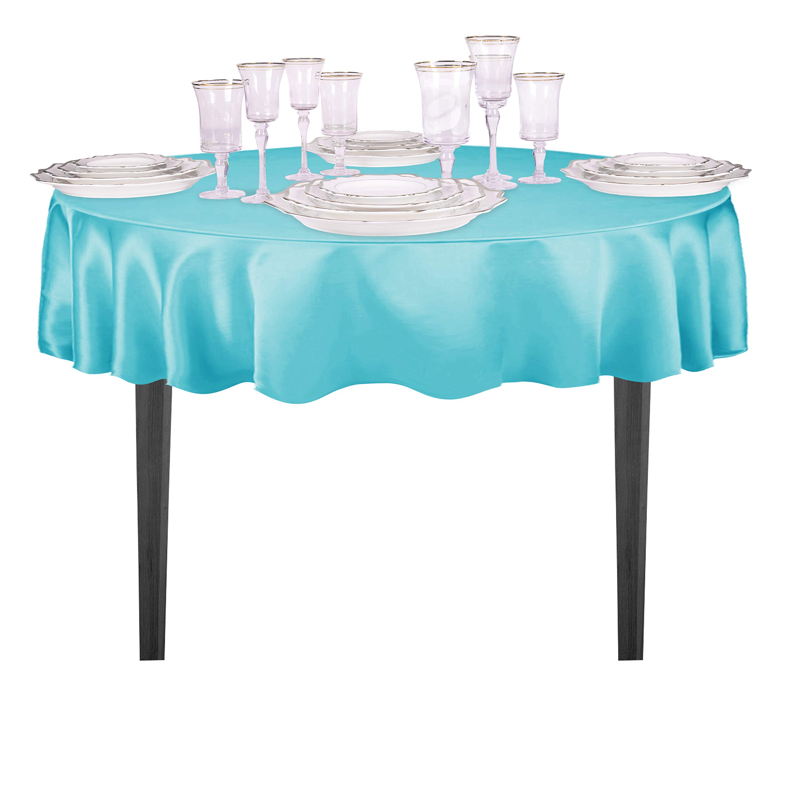 LinenTablecloth 177,8 cm Rotonda in Raso Turchese