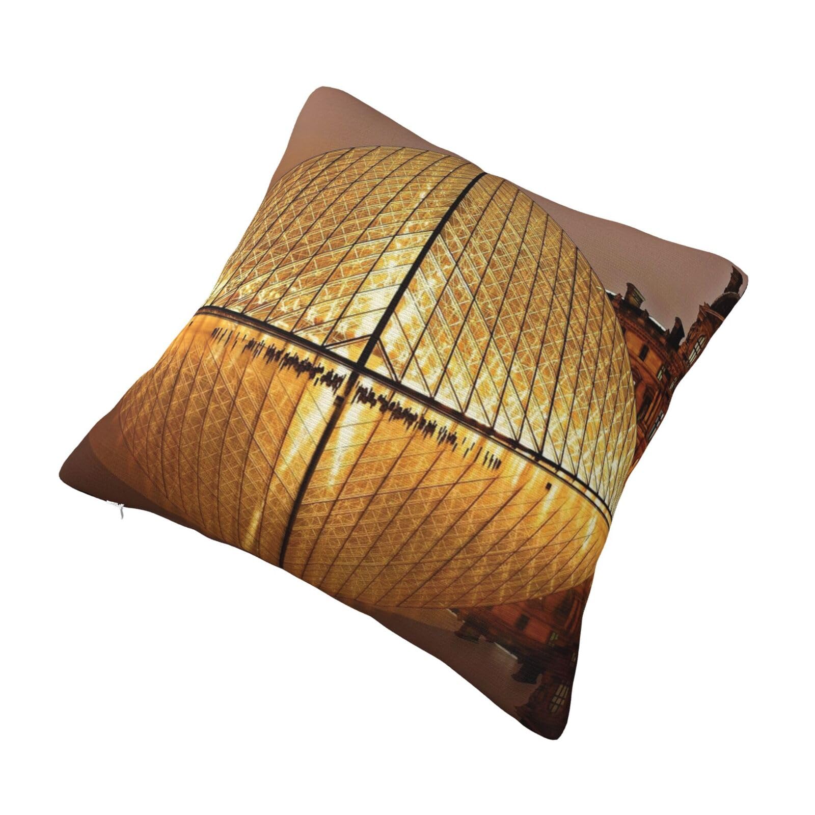 AUBKFELD Louvre Museum In Paris Printed Cushion Covers 30x30 Cm Set Of 1 Pcs - Square Plush Pillow Cases Pillowcases For Sofa Bed Couch Home Office Car Decor
