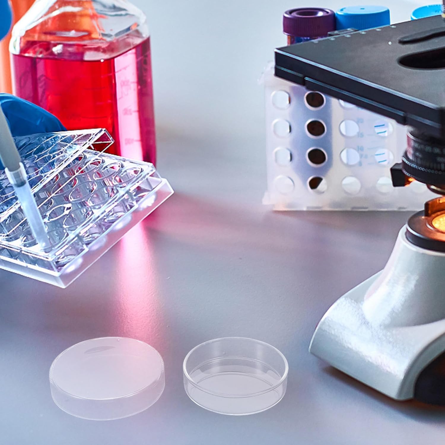 Roleader 5pcs Borosilicate Glass Petri Dishes 75mm Thick Cell Culture Flat Plates Laboratory Science Experiment Equipment for Seed Cultivation and Microbiology