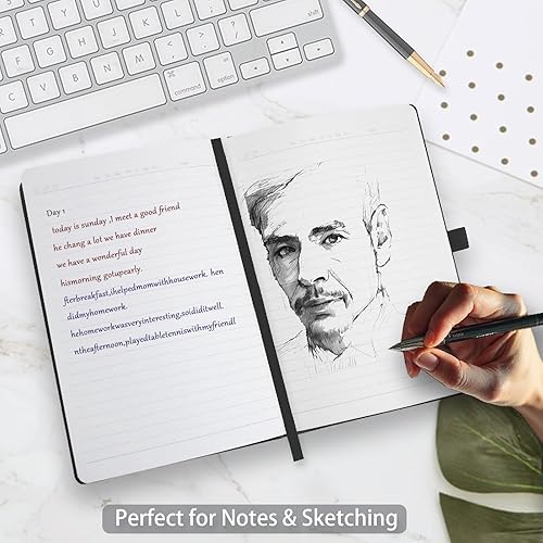 Miniatura 6 de Heture Cuadernos de tapa dura, cuadernos rayados A5 para escribir 160 páginas, 8.2 x 5.5 pulgadas, cuadernos clásicos a rayas para universidad,