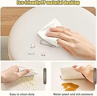 Vista 4 de YVYKFZD Round Side Table, Unique Couch End Table, Snack Sofa Table with Metal Legs, Minimalist Nightstand Accent Tables, for Living Room, Milky White