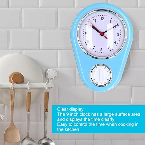 Miniatura 4 de Reloj de pared de 9 pulgadas, temporizador de cocina retro, temporizador de pared de cuenta regresiva de pared, reloj de pared de cocina, mini reloj