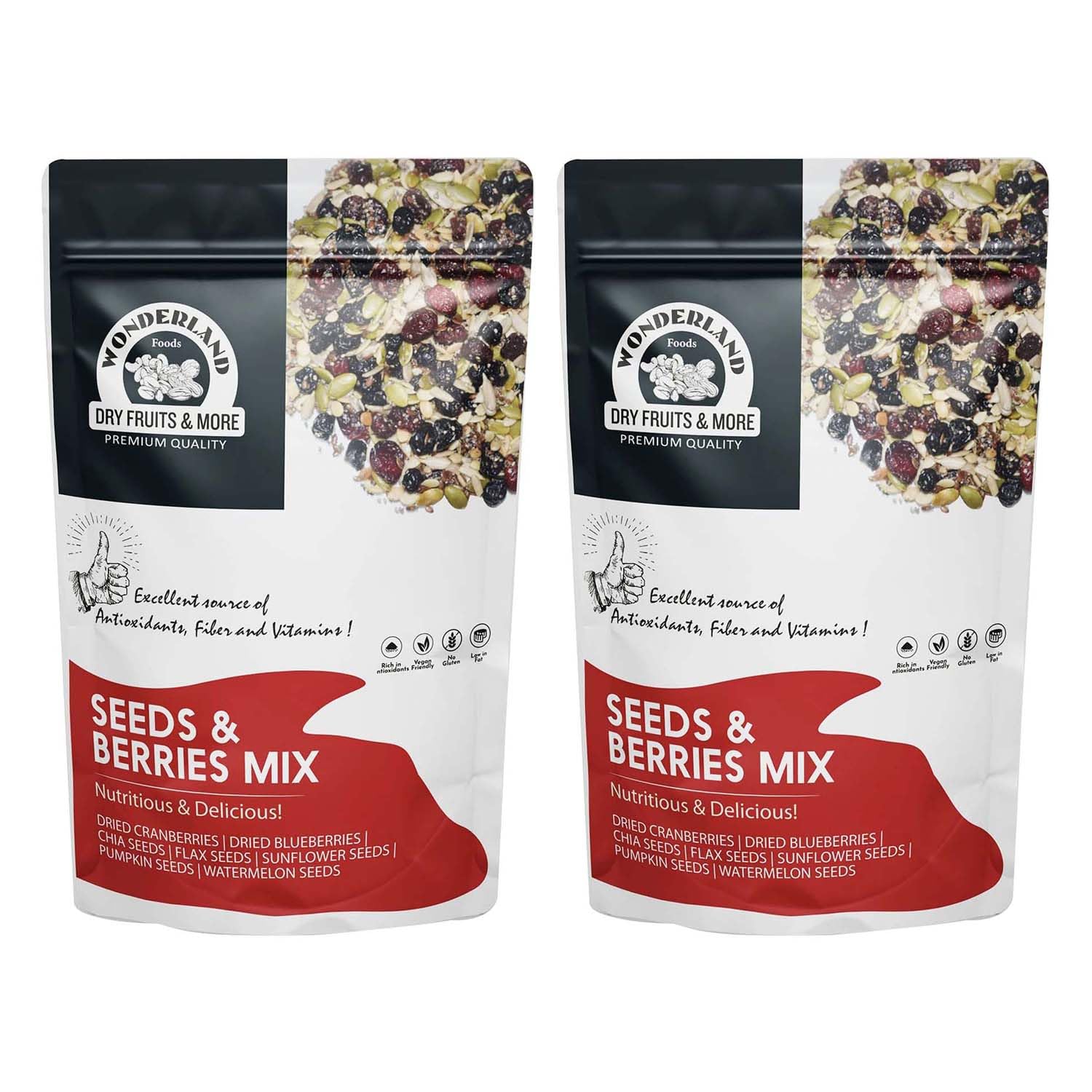 WONDERLAND FOODS (DEVICE) Roasted Seeds & Berries Mix 400g (200g X 2) Pouch | Dried Blueberries, Cranberries |Sunflower, Pumpkin, Watermelon, Chia & Flax Seeds| Immunit Booster | Healthy & Nutritious (B0C5MB1W77) Amazon Price History, Amazon Price Tracker