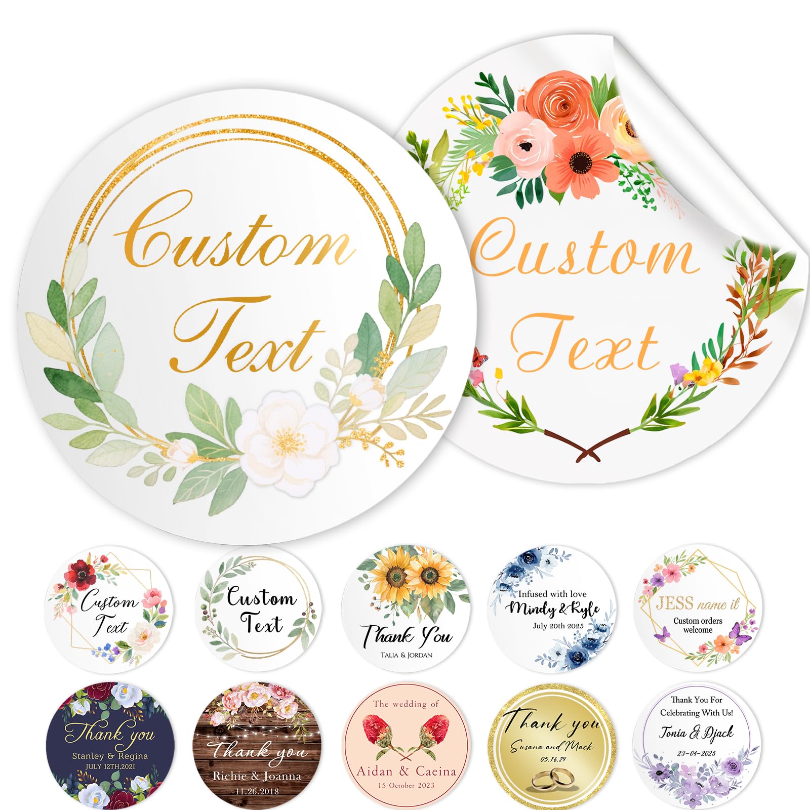 Personalisierte Aufkleber & Etiketten – Für Logo, Namen, Geburtstag, Hochzeit, Business (quadratisch, Verschiedene Größen)