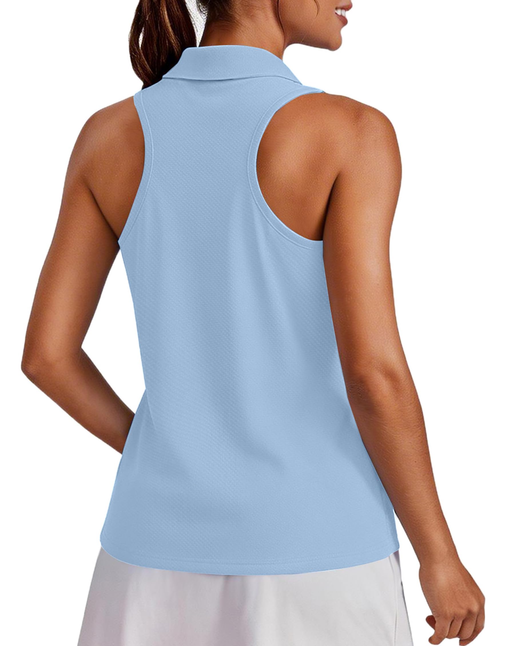PINSPARK Womens Golf Shirt UPF 50+ Collared Shirts Sleeveless Tennis Tanks