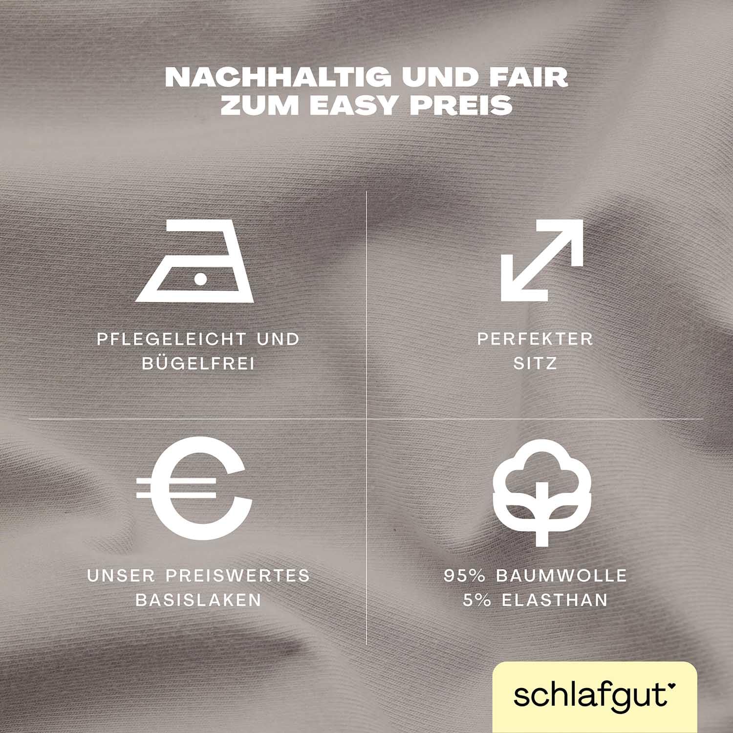 schlafgut Easy Topper Spannbettlaken 180x200 cm Jersey, Sand Mid