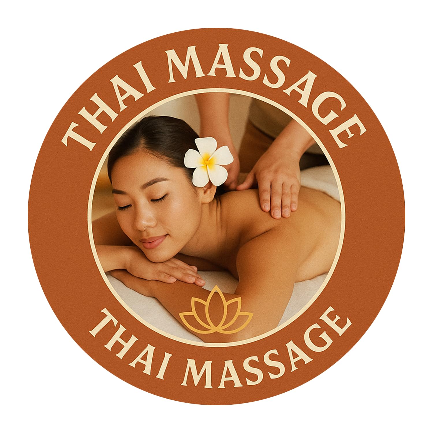 Digitaldruckaufkleber Klebefolie "Thai Massage" nach Wunsch | Größe frei wählbar | Folienaufkleber für ihr Schaufenster, Tür, etc. | DAF-126 (50 x 50 cm)