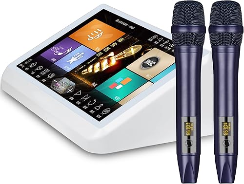 Máquina de karaoke todo en uno con pantalla táctil capacitiva de 156 pulgadas sistema de reproductor de KTV para adultos o niños con 2 micrófonos