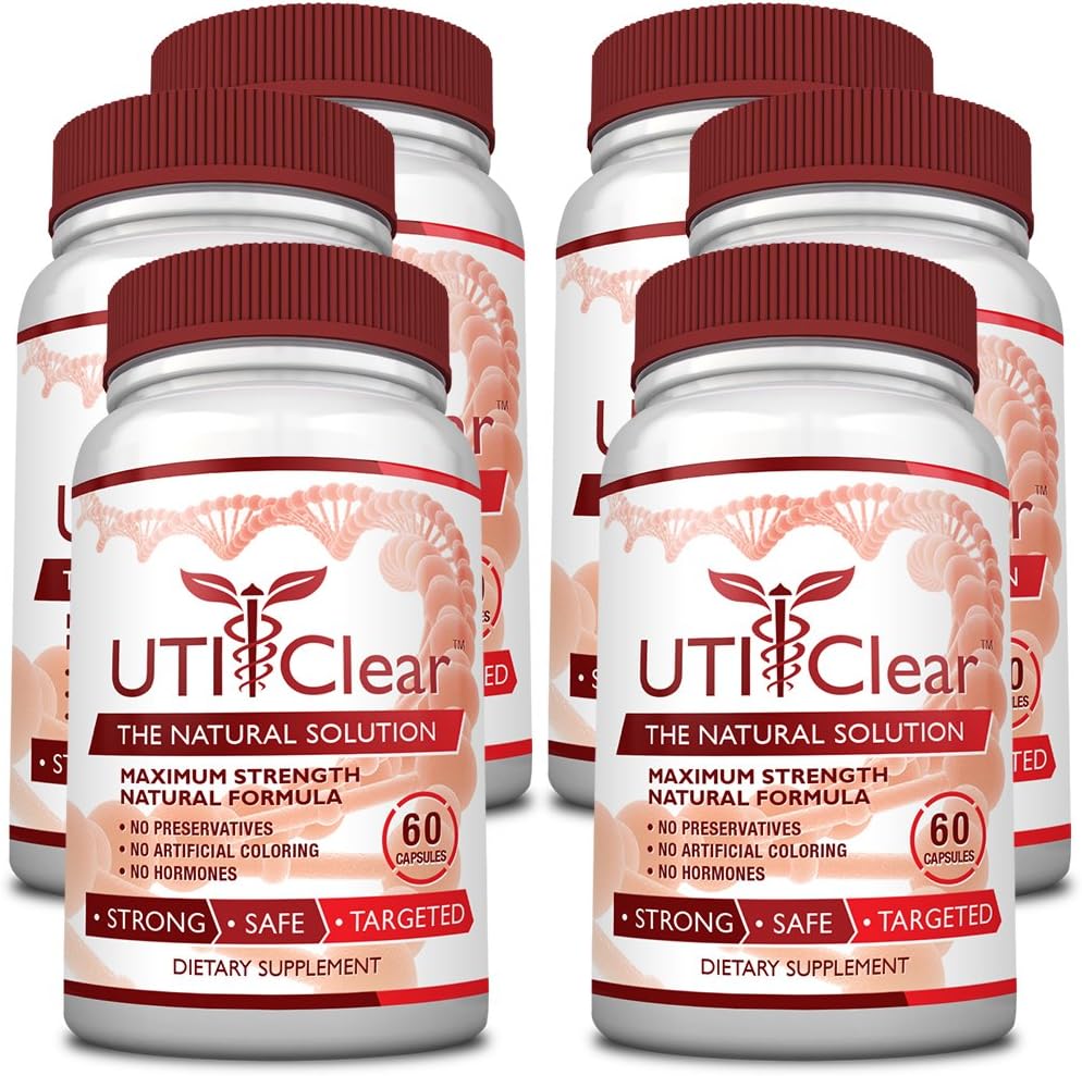UTI Clear - Urinary Tract Support- 100% Pure Key Ingredients – Cranberry, Lingonberry, D-Mannose, Berberine & Uva Ursi - 6 Bottles (6 Months Supply)
