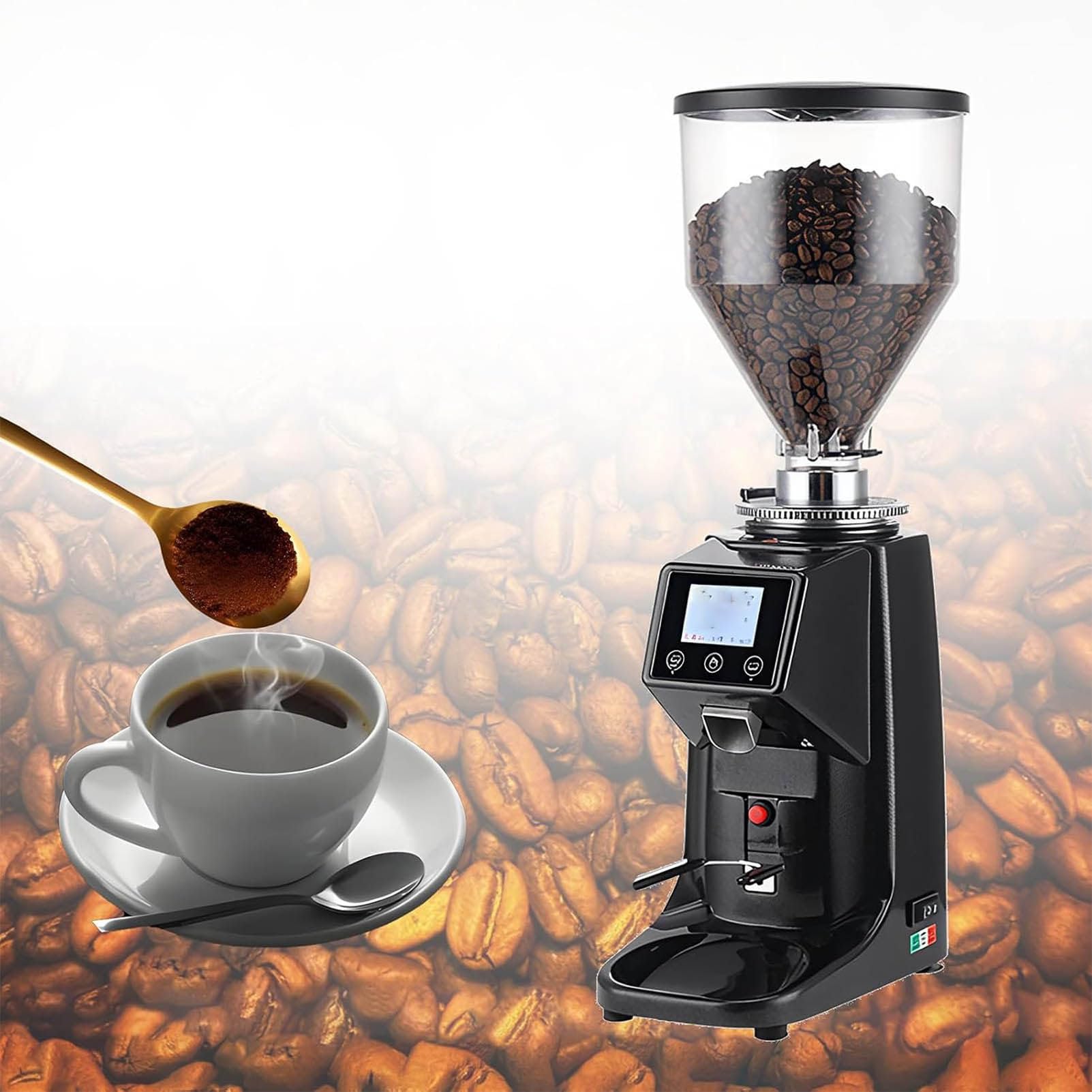 Macinacaffè elettrico professionale con macina piatta da 60 mm black-1500ml