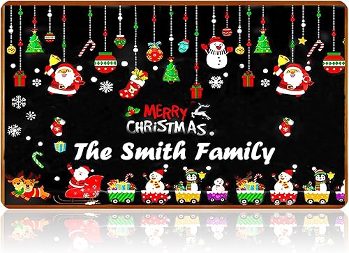 Miniatura 8 de Differ More Tapetes de puerta personalizados de bienvenida de Navidad para puerta delantera, tapete de invierno personalizado con nombre de la