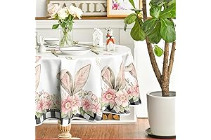 Horaldaily Easter Tablecloth 70x70 Inch Round Vinyl Spring Flower Table Cover for...