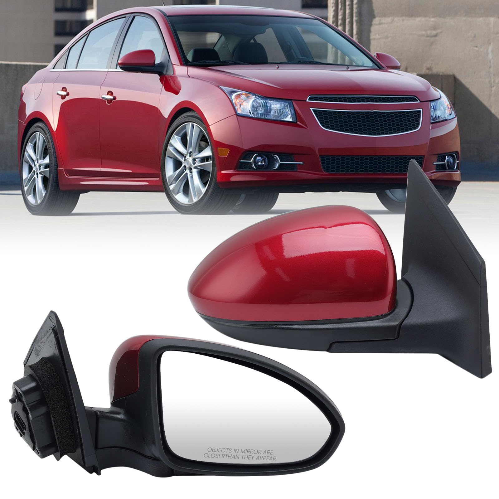 Right Passenger Side Mirror Compatible with Chevrolet Chevy Cruze Sedan/Hatchback 2011-2015 Power Glass Manual Folding without Heated without Turn