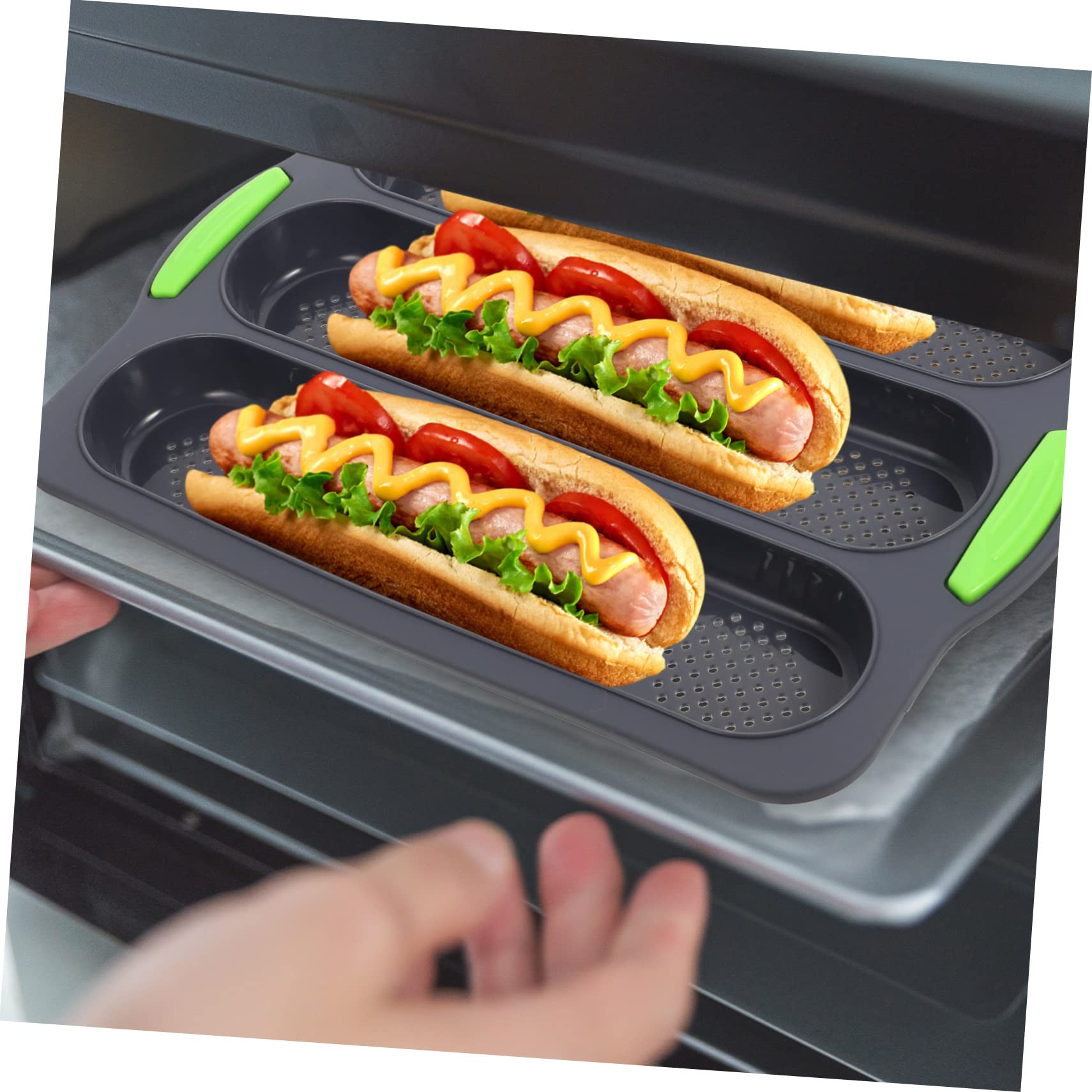 Sosoport Molde para Hornear Baguettes de Silicona Antiadherente Pan de Ranuras Accesorio de Cocina Desmontable para Hornear Pan y Habilidades de Panadería