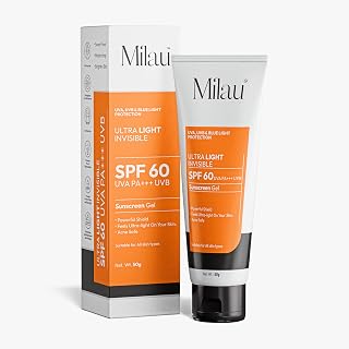 Milau PROFESSIONAL Ultra Light Sunscreen Gel SPF 60 PA+++ | UVA, UVB & Blue Light Protection | Lightweight, No White Cast... Price In India
