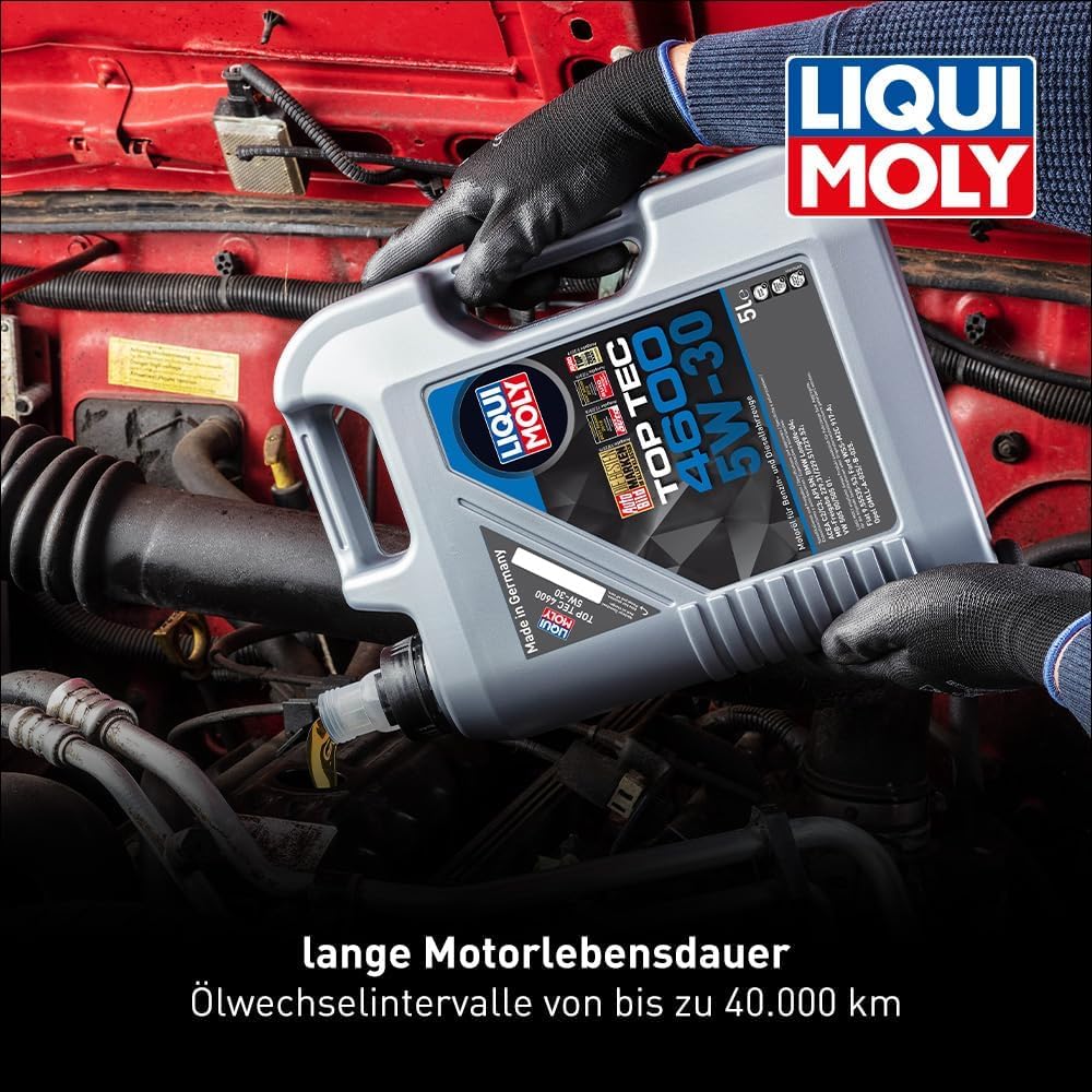 LIQUI MOLY Top Tec 4600 5W-30 | 5 L | Synthesetechnologie Motoröl | Art.-Nr.: 3756 & Pro-Line Motorspülung | 500 ml | Öladditiv | Art.-Nr.: 2427