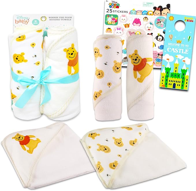 Amazon.com: Winnie The Pooh Hooded Towel Set for Baby - Bundle with 2 ...