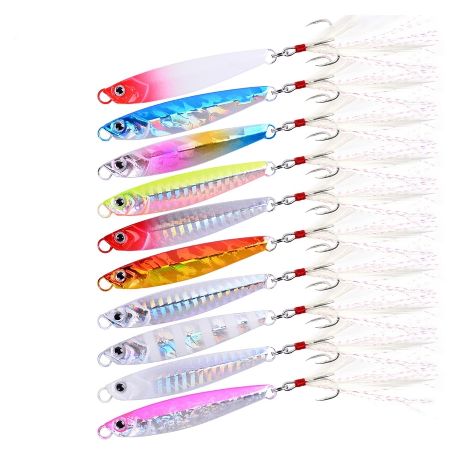 INEOUT 10 Unids/Lote 7g 10g 14g 17g 21g 28g Señuelo De Pesca En Hielo con Anzuelos Fundido Jiging Shore Casting Metal Jig Bait Hundimiento Minnow Señuelos
