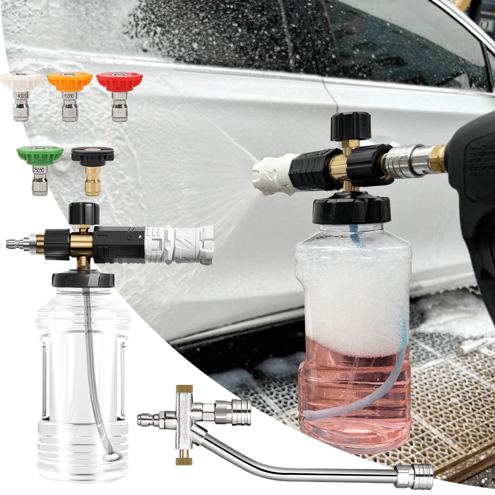 Lanza De Espuma Para Lavado De Coche Rociador Espumador | Boquilla De Presión Ajustable Para Lavar Camiones, Césped, Casa Y Neumáticos