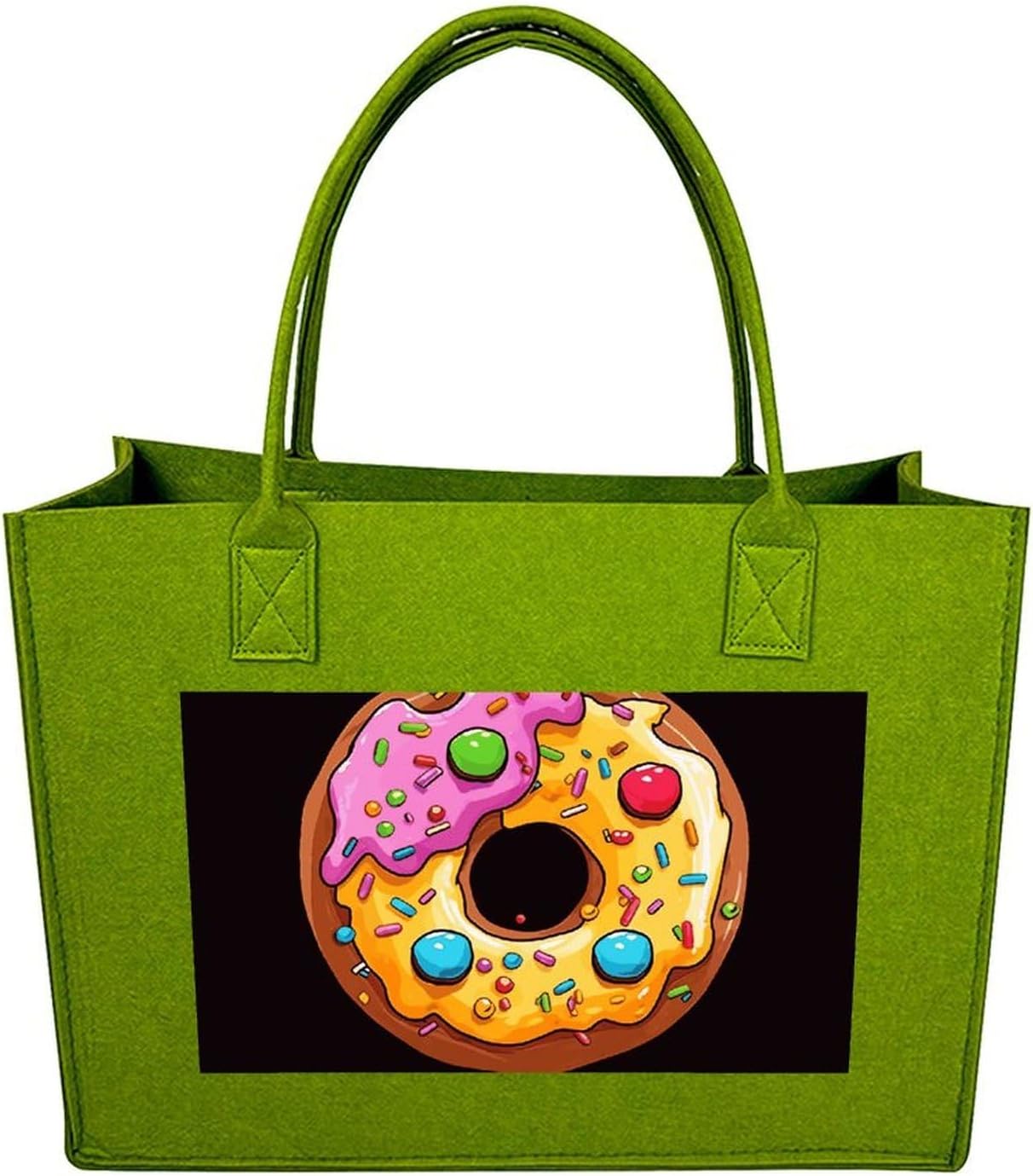 Donut Tote Bag for Unisex, Large Felt Shopping Bag with Handles, Handbag, Reusable Gift Bag