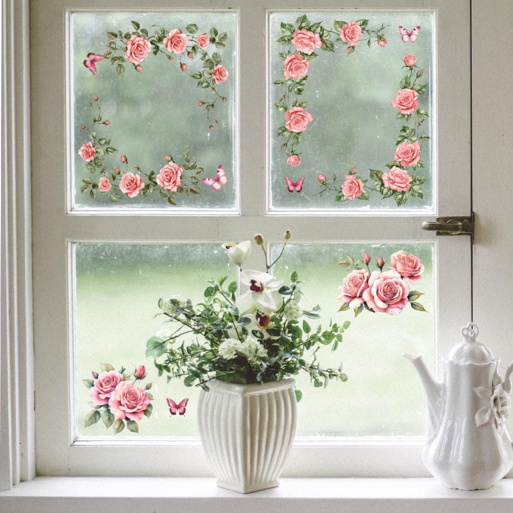 Peacoblue Rub on Transfer Sticker for Furniture Crafts Decor 6"x12" Pink Rose Vine, 3Pcs Waterproof UV DTF Transfer Sticker for Lingerie Chests Drawer Dresser Glass Porcelain Wood Plastic - Image 5