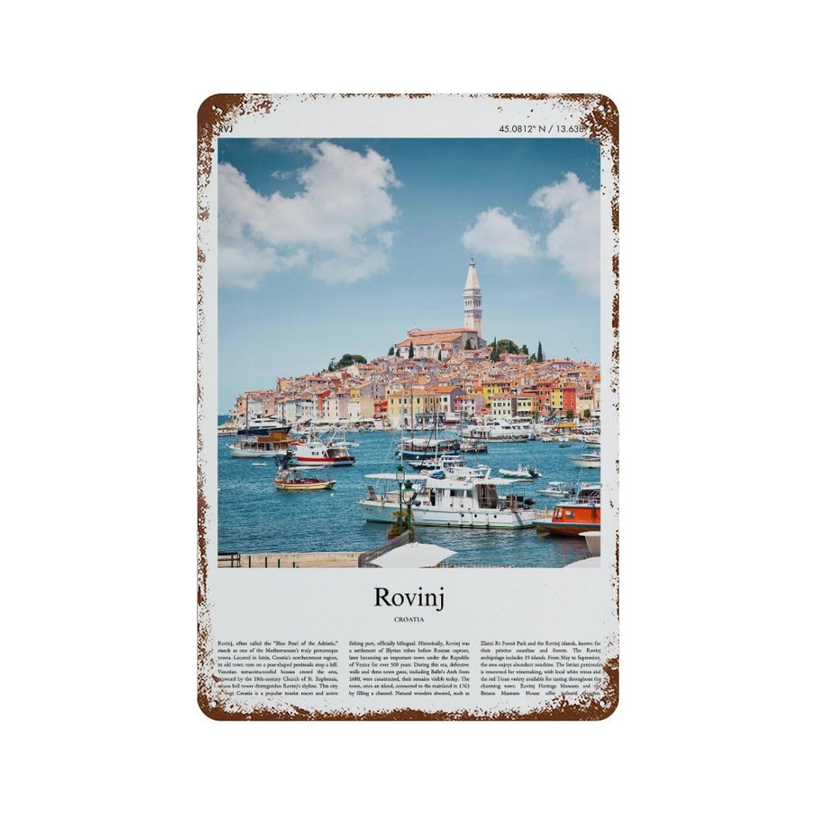 xiaoxiaoshen Rovinj Croatia City Scenery Wall Decor Art Metal Tin Poster Modern Home Decor Art Home Bar Shop Decorations Vintage Sign 30x20cm