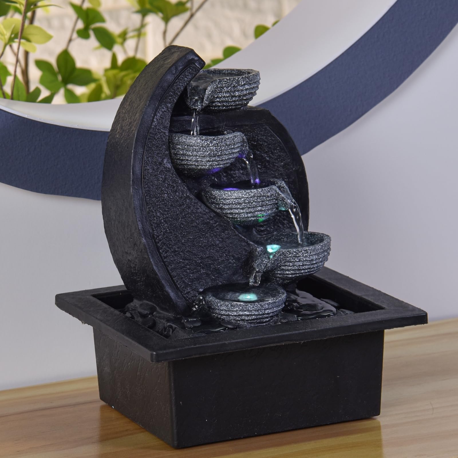 Zen'Light, Cascata-V2 Fontana poliresina, Colore: Grigio/Nero 17 x 21 x 26 cm