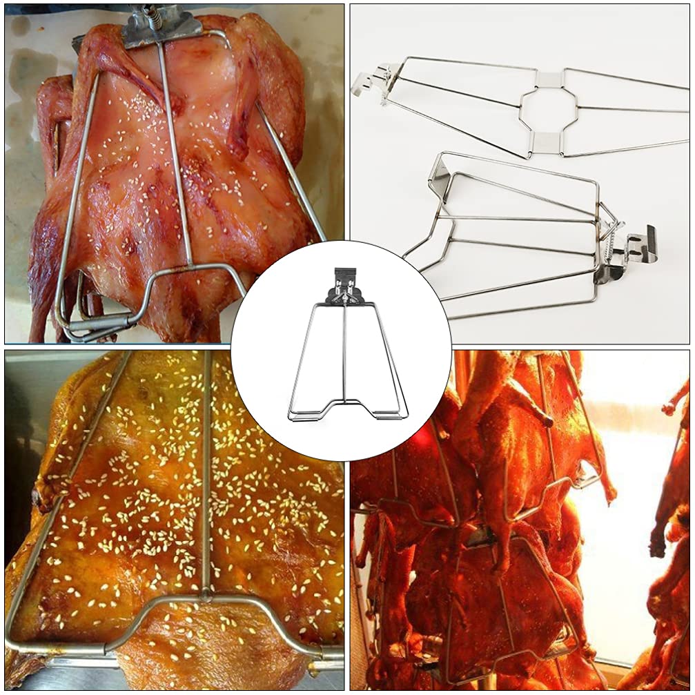 Happyyami 2pcs Chicken Grilling Clamps BBQ Clip for Home Grilling Outdoor Picnics Easy to Clean Roast Clamp for Various Barbecue Scenarios