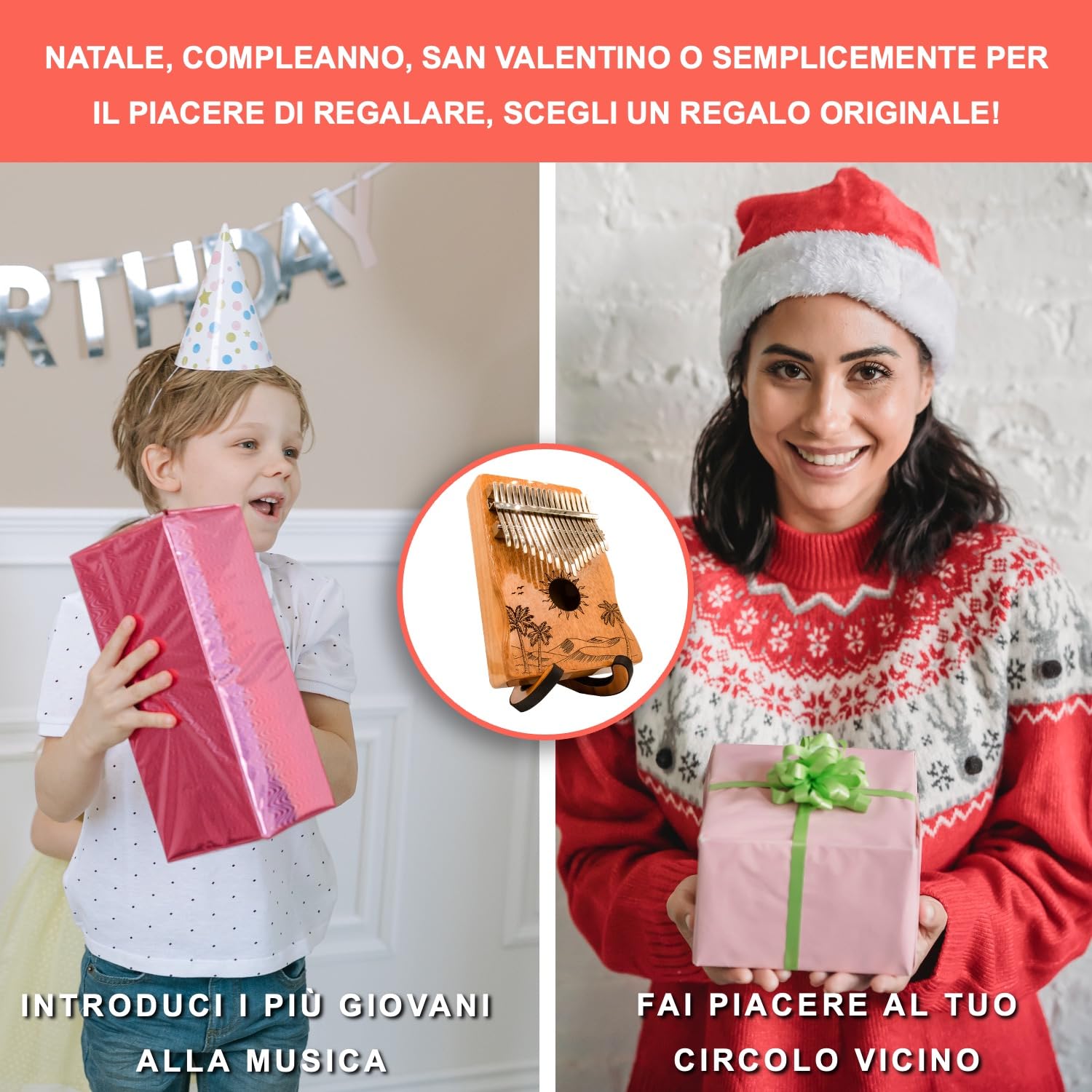 ORORA Kalimba 17 tasti pianoforte a pollice - Strumenti musicali per bambini e adulti - Ebook con 50 partiture incluso - Custodia e accessori per la manutenzione inclusi - Regalo originale